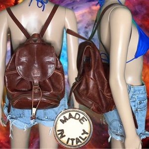 RARE vintage vtg MAZZANTIA made in Italy Italian leather backpack shoulder bag